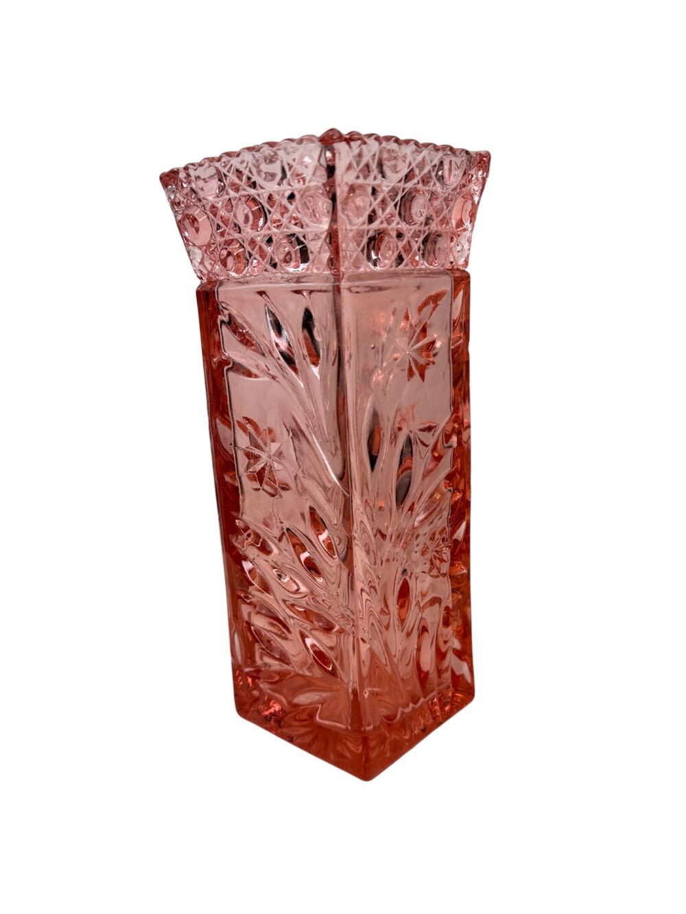 McKee Glass Innovation #410 Pink Depression Glass Square Vase Cottage Core VTG